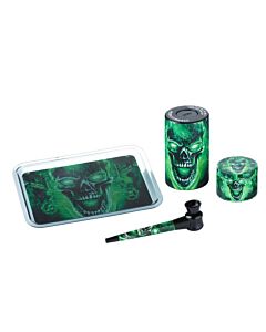 Alupfeife & Metallgrinder Set - Scary Skull