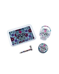 Alupfeife & Plastikgrinder Set - Girly Skull