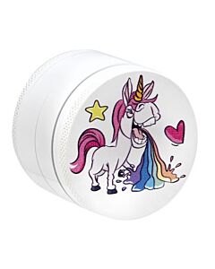 Grinder / Pollinator Aluminium-Rainbow Puking Unicorn Weiss 4-Teilig 50mm