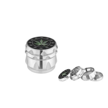 Dreamliner Grinder Aluminium Silber Hanfblatt 4-Teilig