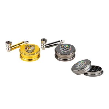 Purpfeife Set Crazy Skull, Metall, Assortiert