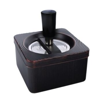 Drehaschenbecher Eckig - Holzoptik