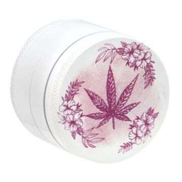Grinder / Pollinator Aluminium-Pink Flower Power Weiss 4-Teilig 50mm