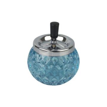 Drehaschenbecher Kugel - Chrom Blau